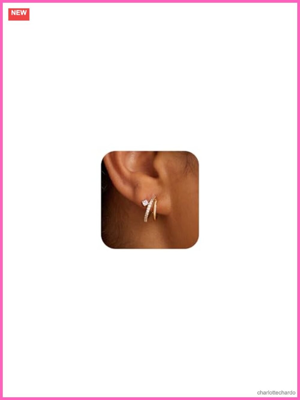 14K Gold Plated Triple Huggie Hoop Earrings Hypoallergenic Lightweight for